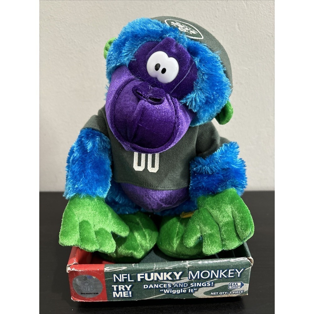 Gemmy Funky Monkey NFL New York Jets Dances Sings Wiggle It Working Tested NIB